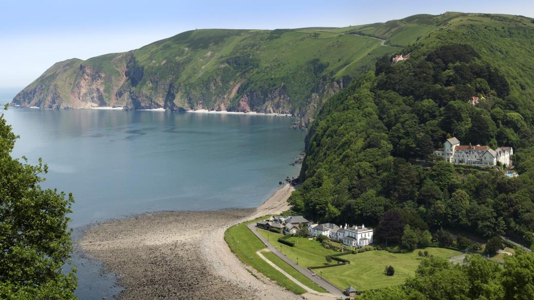 The rocky shore and headland at lynmouth devon