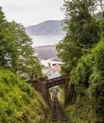 The funicular cliff railway from Lynton to Lynmouth on the North Devon coast