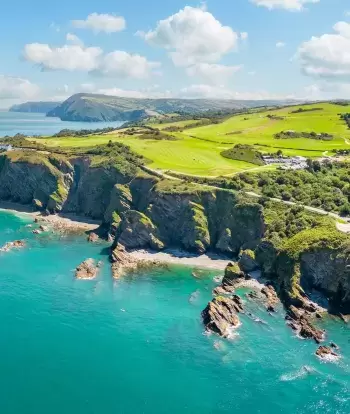 A bright, summery day at Hele Bay near Ilfracombe on the North Devon coast