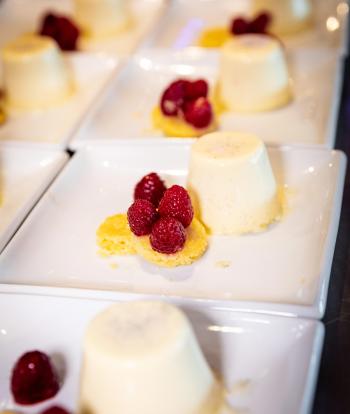 Desserts in the kitchen at The Venue, Sandy Cove, ready to be served