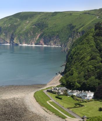 The rocky shore and headland at lynmouth devon