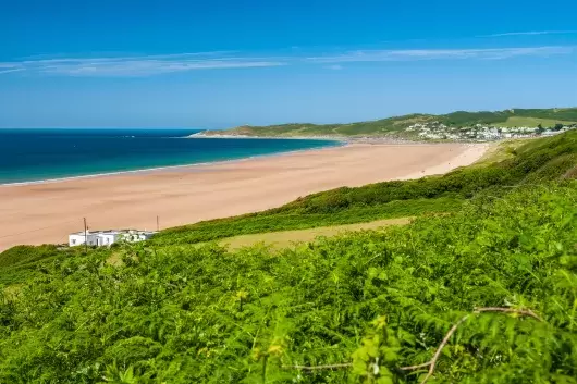 Woolacombe beach in North Devon on a clear summer day